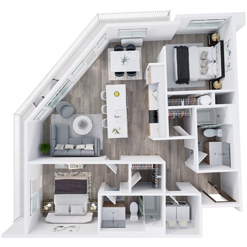 Harbor Sky Apartments in Portland, Oregon 2x2 C Floor Plan